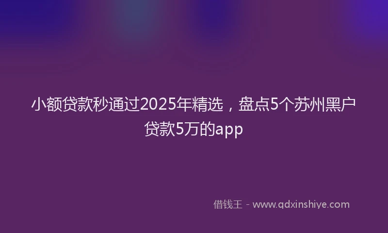 小额贷款秒通过2025年精选，盘点5个苏州黑户贷款5万的app