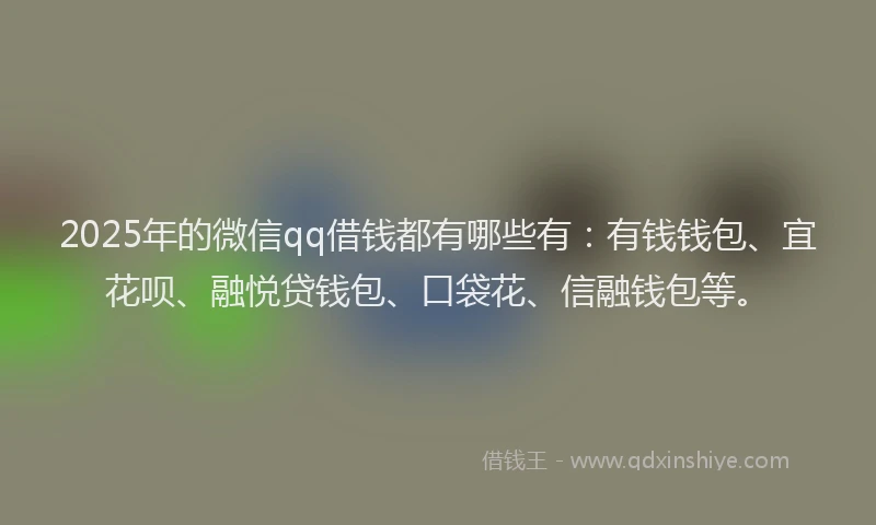 2025年的微信qq借钱都有哪些有：有钱钱包、宜花呗、融悦贷钱包、口袋花、信融钱包等。