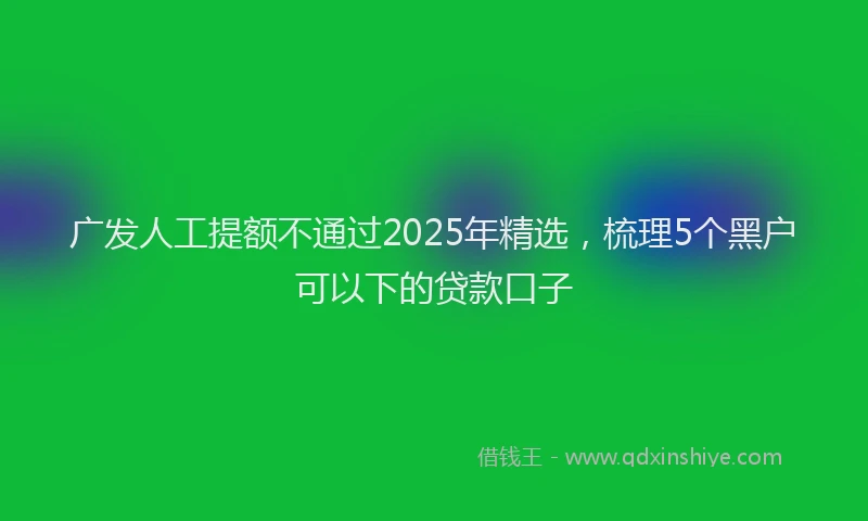 广发人工提额不通过2025年精选，梳理5个黑户可以下的贷款口子