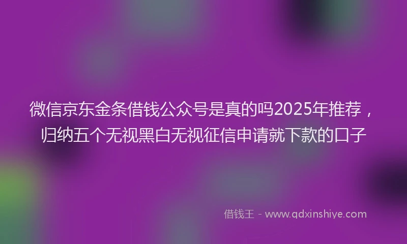 微信京东金条借钱公众号是真的吗2025年推荐，归纳五个无视黑白无视征信申请就下款的口子