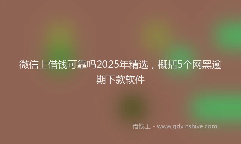 微信上借钱可靠吗2025年精选，概括5个网黑逾期下款软件