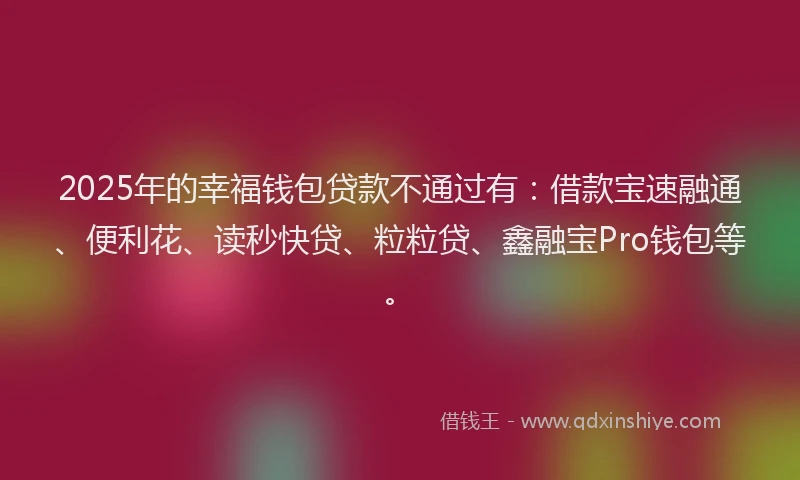 2025年的幸福钱包贷款不通过有：借款宝速融通、便利花、读秒快贷、粒粒贷、鑫融宝Pro钱包等。