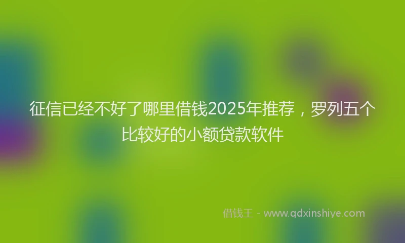 征信已经不好了哪里借钱2025年推荐，罗列五个比较好的小额贷款软件