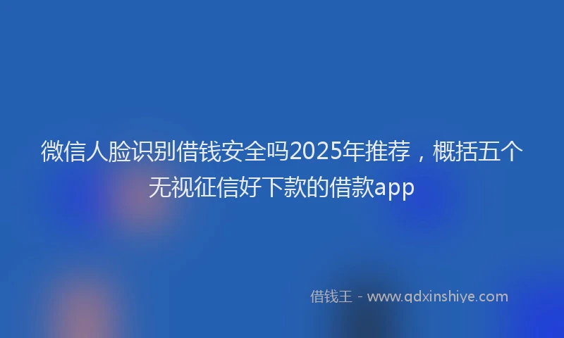 微信人脸识别借钱安全吗2025年推荐，概括五个无视征信好下款的借款app