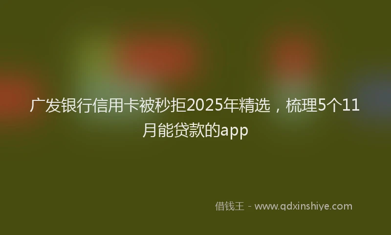广发银行信用卡被秒拒2025年精选，梳理5个11月能贷款的app