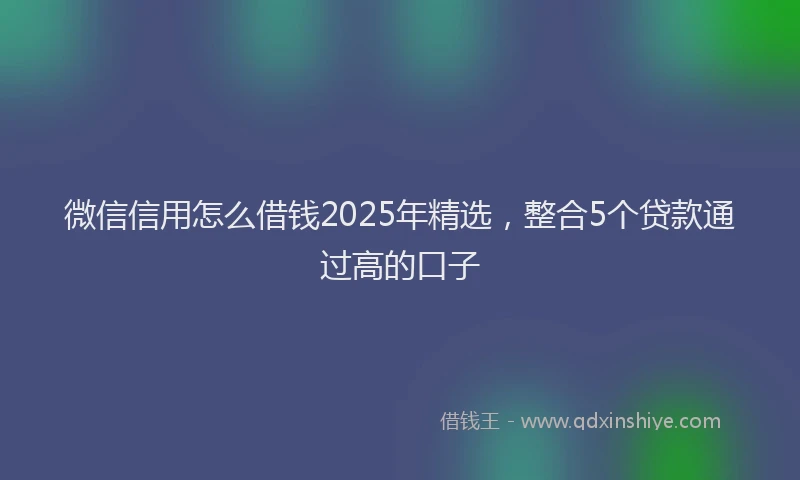 微信信用怎么借钱2025年精选，整合5个贷款通过高的口子