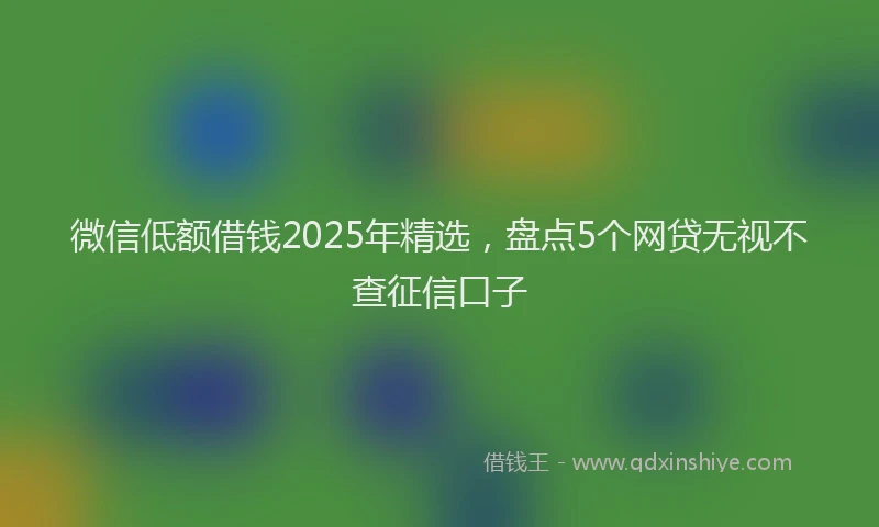 微信低额借钱2025年精选，盘点5个网贷无视不查征信口子