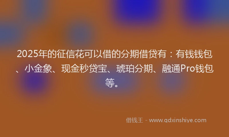 2025年的征信花可以借的分期借贷有：有钱钱包、小金象、现金秒贷宝、琥珀分期、融通Pro钱包等。