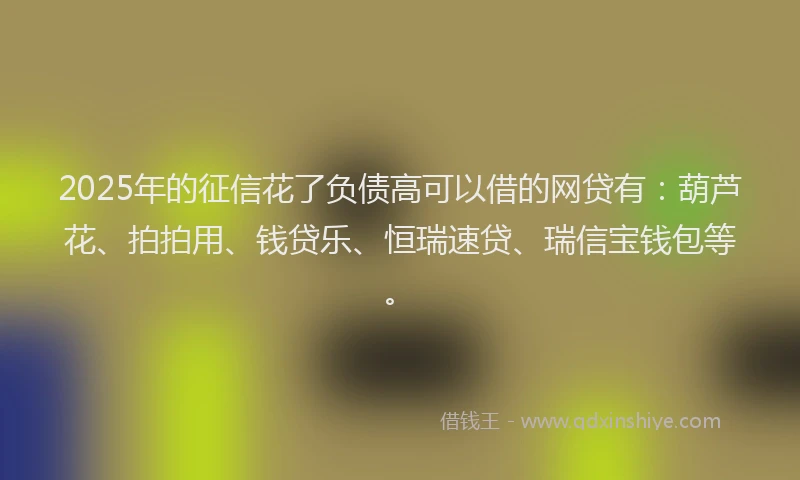 2025年的征信花了负债高可以借的网贷有：葫芦花、拍拍用、钱贷乐、恒瑞速贷、瑞信宝钱包等。
