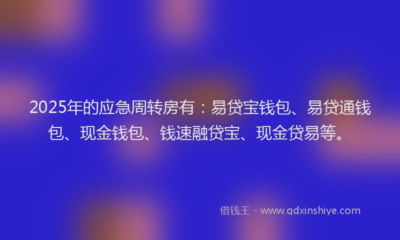 2025年的应急周转房有：易贷宝钱包、易贷通钱包、现金钱包、钱速融贷宝、现金贷易等。