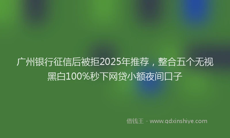 广州银行征信后被拒2025年推荐，整合五个无视黑白100%秒下网贷小额夜间口子