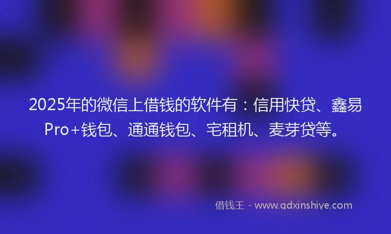 2025年的微信上借钱的软件有：信用快贷、鑫易Pro+钱包、通通钱包、宅租机、麦芽贷等。