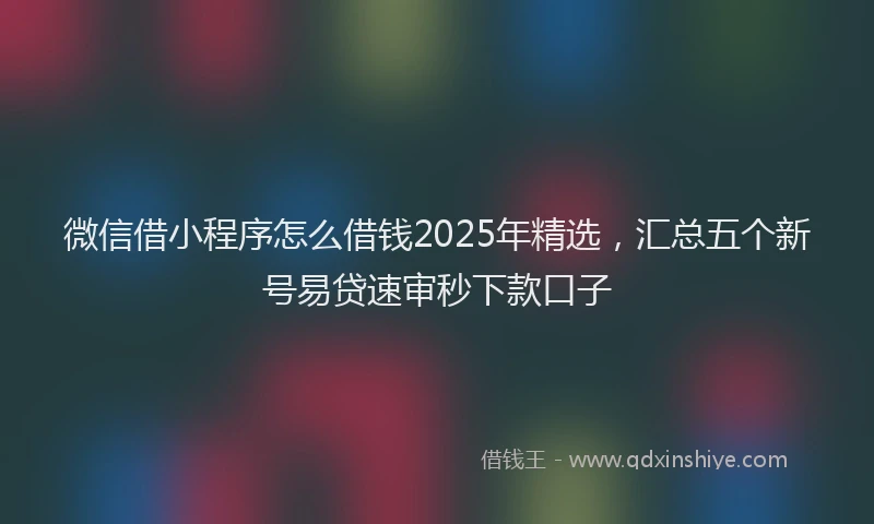 微信借小程序怎么借钱2025年精选，汇总五个新号易贷速审秒下款口子