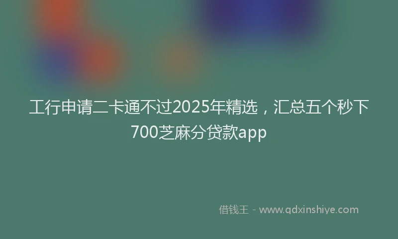 工行申请二卡通不过2025年精选，汇总五个秒下700芝麻分贷款app