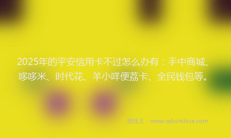 2025年的平安信用卡不过怎么办有：手中商城、哆哆米、时代花、羊小咩便荔卡、全民钱包等。