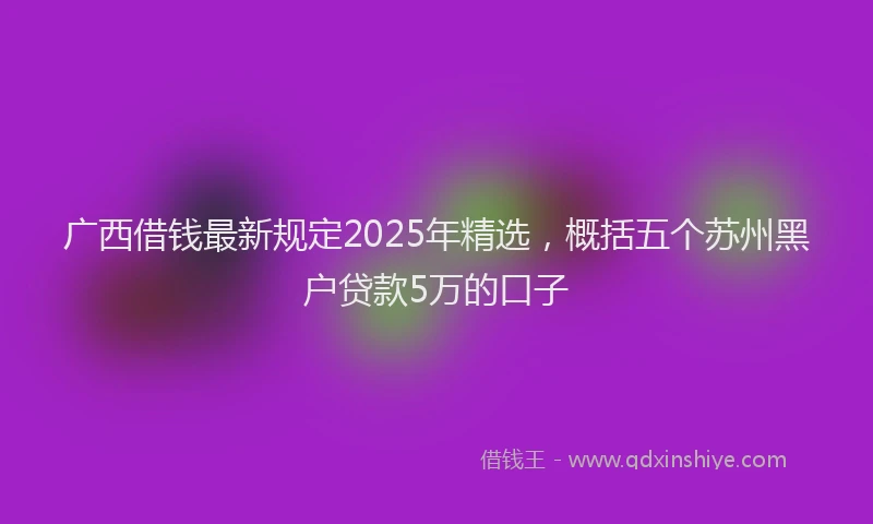 广西借钱最新规定2025年精选，概括五个苏州黑户贷款5万的口子