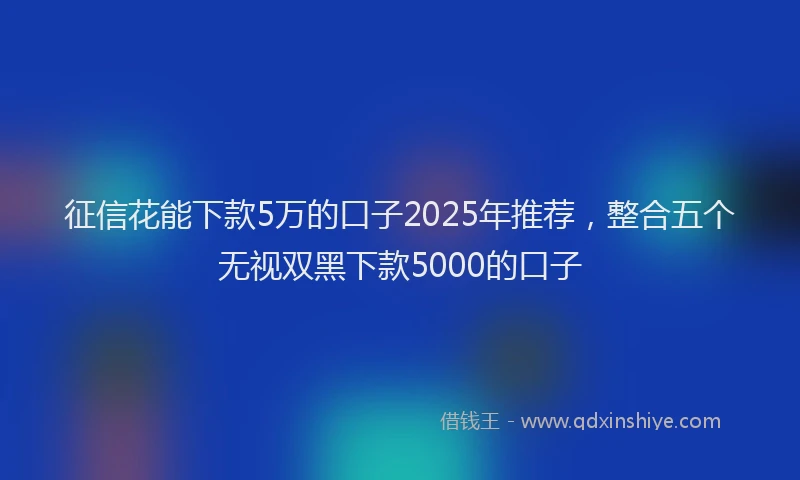 征信花能下款5万的口子2025年推荐，整合五个无视双黑下款5000的口子