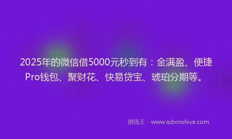 2025年的微信借5000元秒到有：金满盈、便捷Pro钱包、聚财花、快易贷宝、琥珀分期等。
