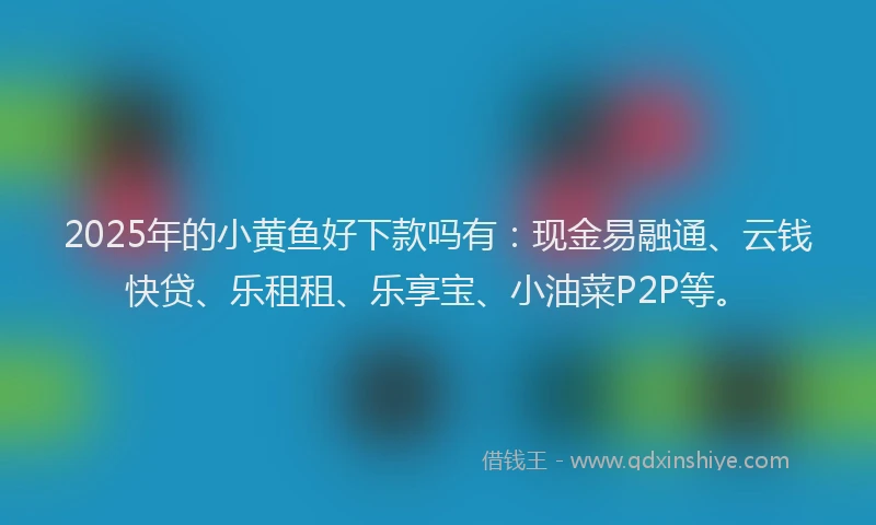 2025年的小黄鱼好下款吗有：现金易融通、云钱快贷、乐租租、乐享宝、小油菜P2P等。