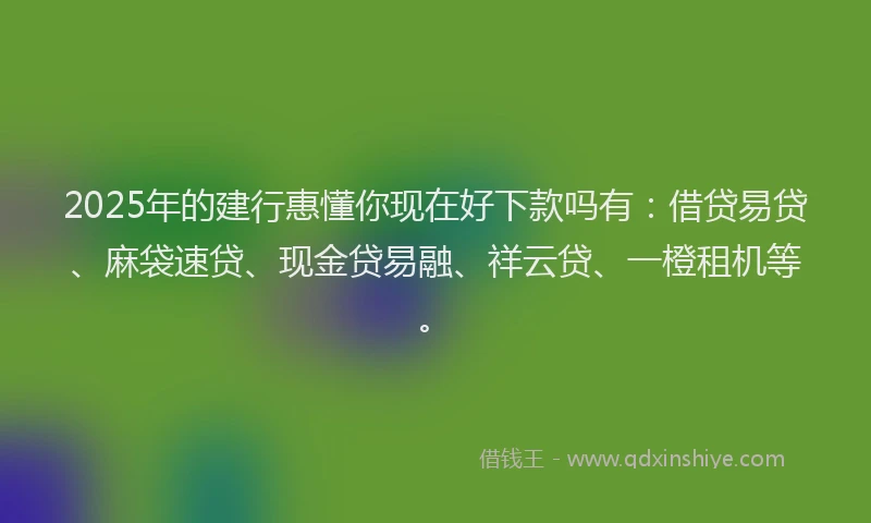 2025年的建行惠懂你现在好下款吗有：借贷易贷、麻袋速贷、现金贷易融、祥云贷、一橙租机等。