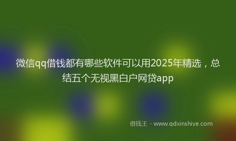 微信qq借钱都有哪些软件可以用2025年精选，总结五个无视黑白户网贷app