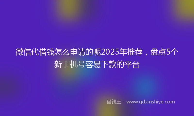微信代借钱怎么申请的呢2025年推荐，盘点5个新手机号容易下款的平台