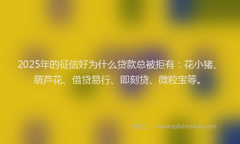 2025年的征信好为什么贷款总被拒有：花小猪、葫芦花、借贷易行、即刻贷、微粒宝等。