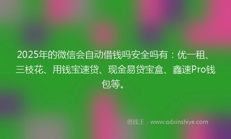 2025年的微信会自动借钱吗安全吗有：优一租、三枝花、用钱宝速贷、现金易贷宝盒、鑫速Pro钱包等。