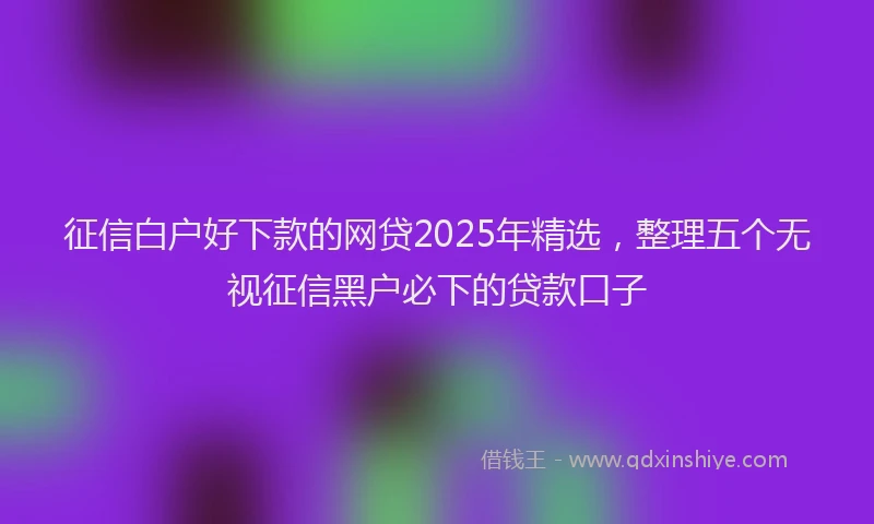 征信白户好下款的网贷2025年精选，整理五个无视征信黑户必下的贷款口子