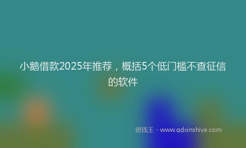 小鹅借款2025年推荐，概括5个低门槛不查征信的软件
