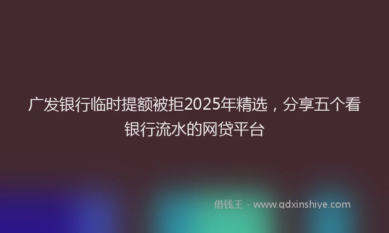 广发银行临时提额被拒2025年精选，分享五个看银行流水的网贷平台
