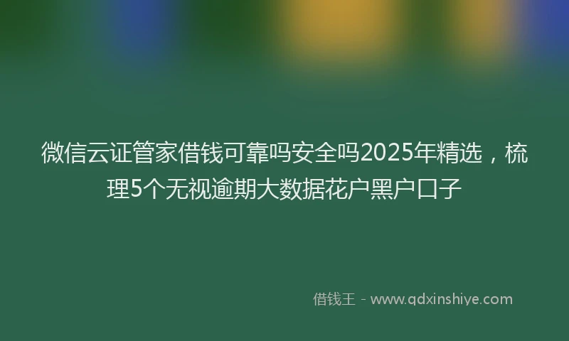 微信云证管家借钱可靠吗安全吗2025年精选，梳理5个无视逾期大数据花户黑户口子