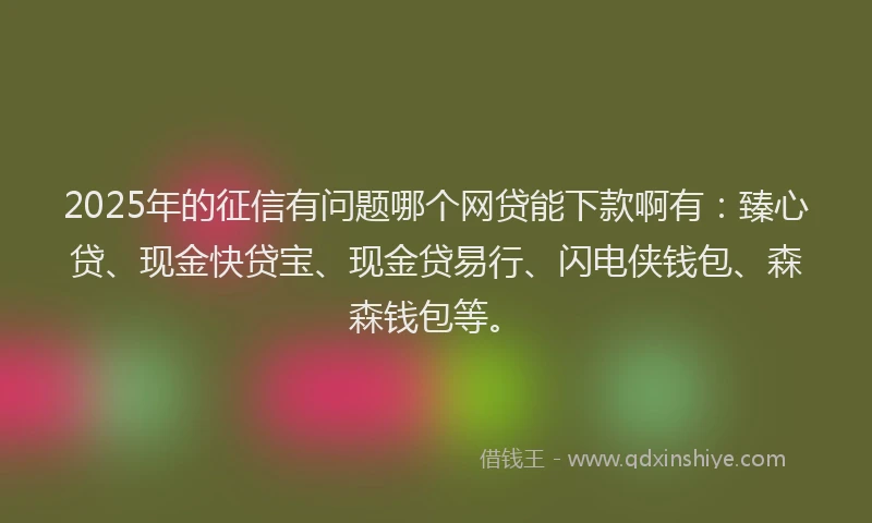 2025年的征信有问题哪个网贷能下款啊有：臻心贷、现金快贷宝、现金贷易行、闪电侠钱包、森森钱包等。