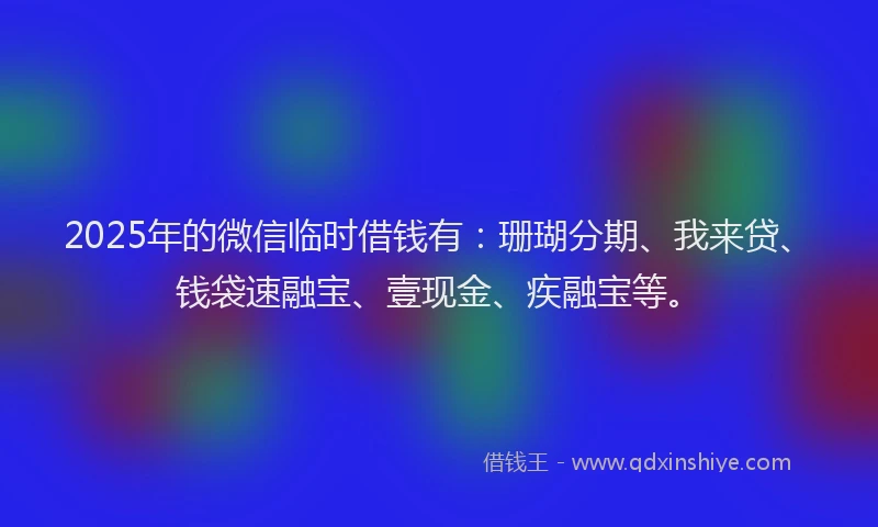 2025年的微信临时借钱有：珊瑚分期、我来贷、钱袋速融宝、壹现金、疾融宝等。