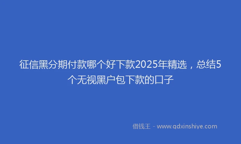 征信黑分期付款哪个好下款2025年精选，总结5个无视黑户包下款的口子