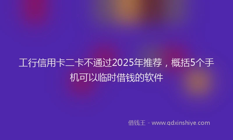 工行信用卡二卡不通过2025年推荐，概括5个手机可以临时借钱的软件
