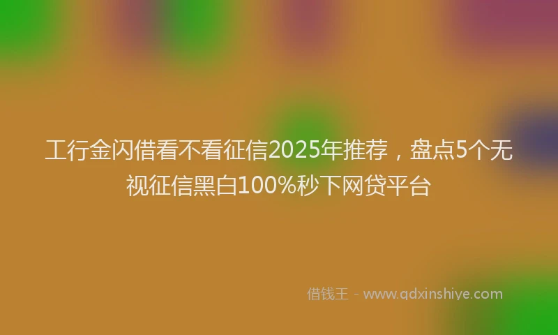 工行金闪借看不看征信2025年推荐，盘点5个无视征信黑白100%秒下网贷平台
