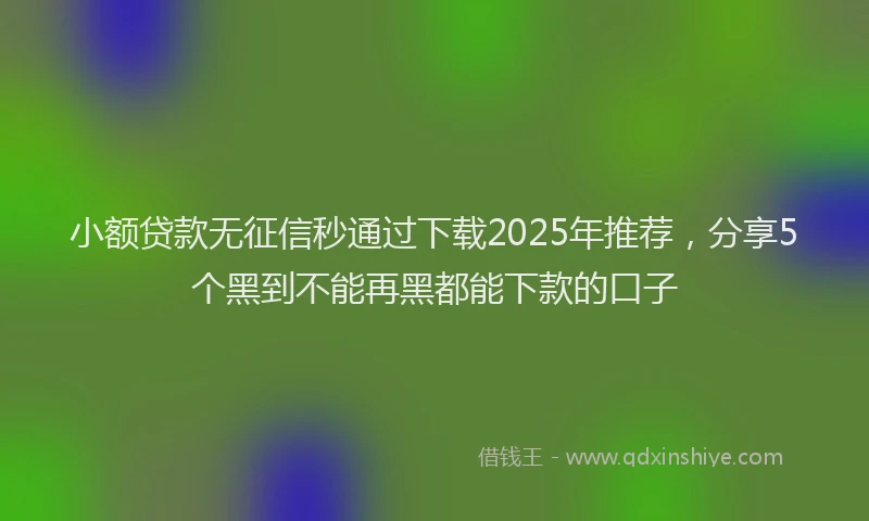 小额贷款无征信秒通过下载2025年推荐，分享5个黑到不能再黑都能下款的口子