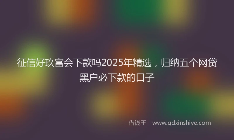 征信好玖富会下款吗2025年精选，归纳五个网贷黑户必下款的口子