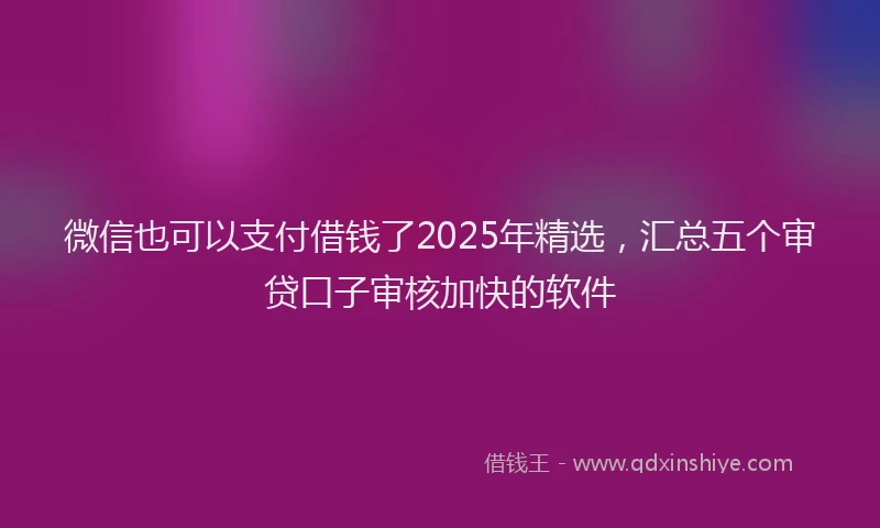 微信也可以支付借钱了2025年精选，汇总五个审贷口子审核加快的软件