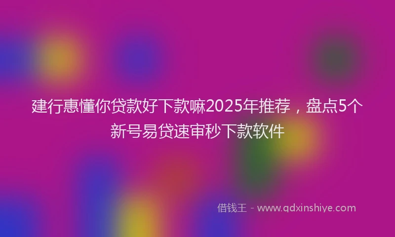 建行惠懂你贷款好下款嘛2025年推荐，盘点5个新号易贷速审秒下款软件