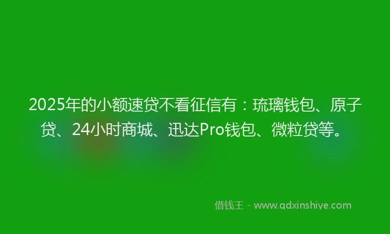 2025年的小额速贷不看征信有：琉璃钱包、原子贷、24小时商城、迅达Pro钱包、微粒贷等。