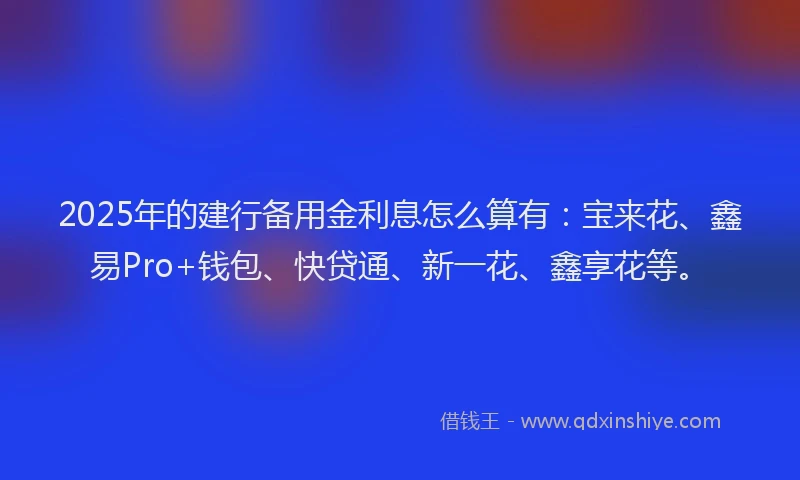 2025年的建行备用金利息怎么算有：宝来花、鑫易Pro+钱包、快贷通、新一花、鑫享花等。