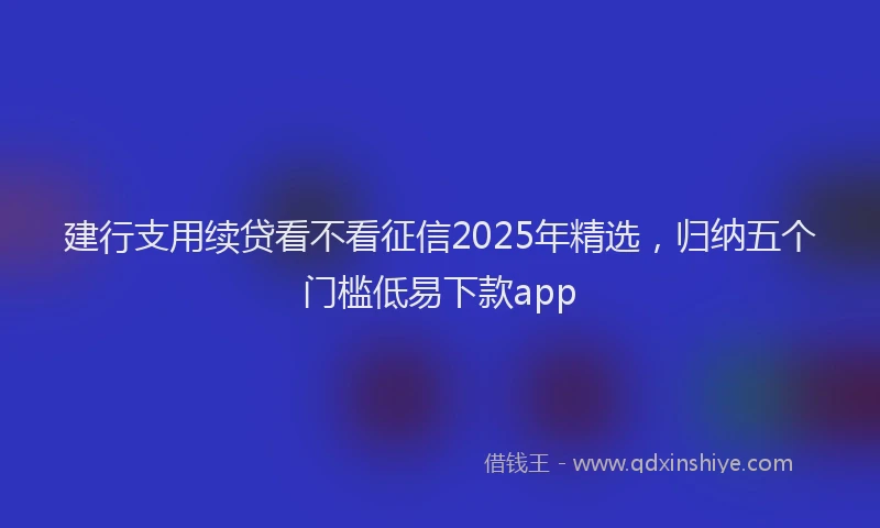建行支用续贷看不看征信2025年精选，归纳五个门槛低易下款app