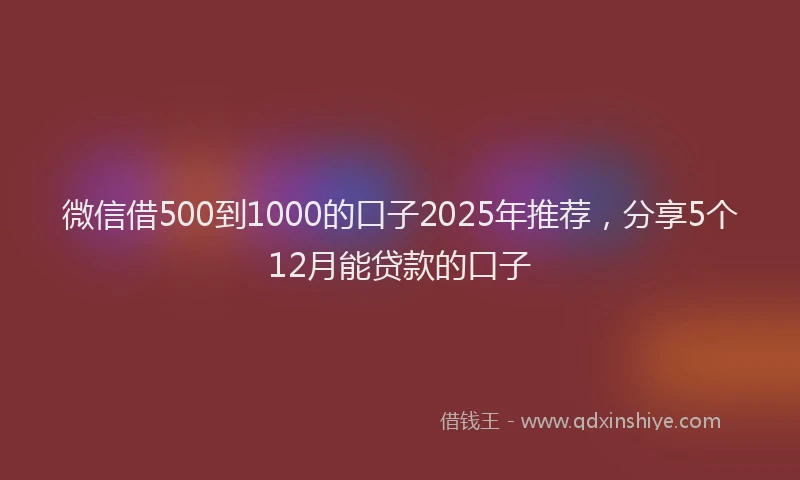 微信借500到1000的口子2025年推荐，分享5个12月能贷款的口子