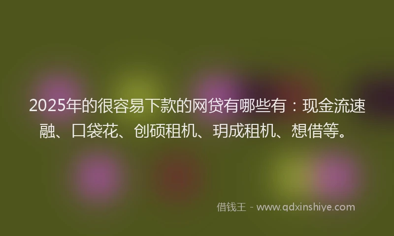 2025年的很容易下款的网贷有哪些有：现金流速融、口袋花、创硕租机、玥成租机、想借等。