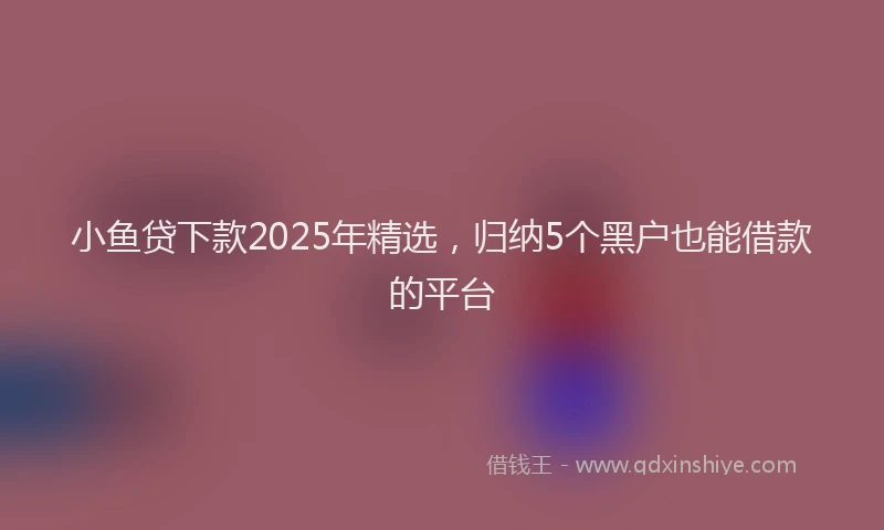 小鱼贷下款2025年精选，归纳5个黑户也能借款的平台