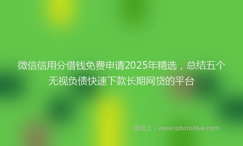 微信信用分借钱免费申请2025年精选，总结五个无视负债快速下款长期网贷的平台