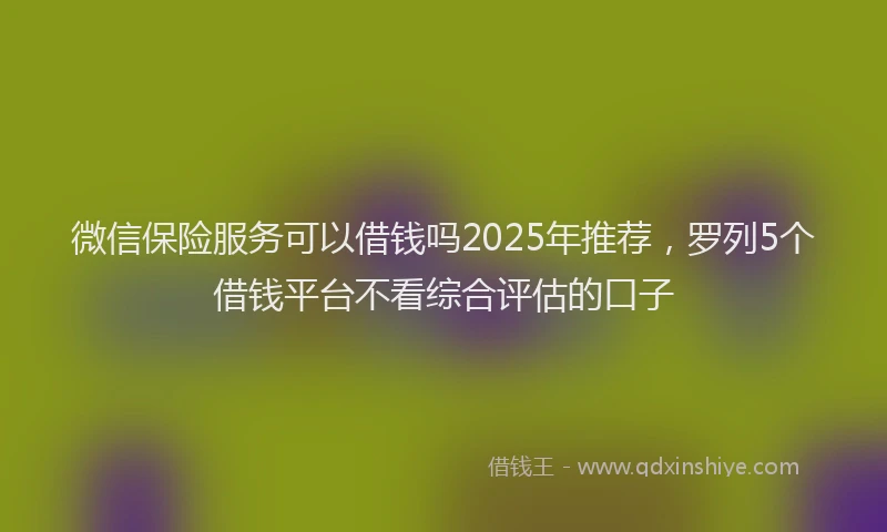 微信保险服务可以借钱吗2025年推荐，罗列5个借钱平台不看综合评估的口子