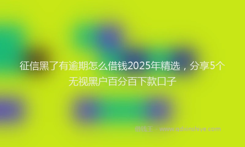 征信黑了有逾期怎么借钱2025年精选，分享5个无视黑户百分百下款口子